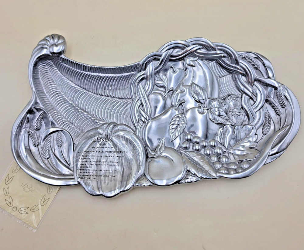 Lenox Cornucopia All Purpose Metal Serveware 15.5" Tray New in Original Box